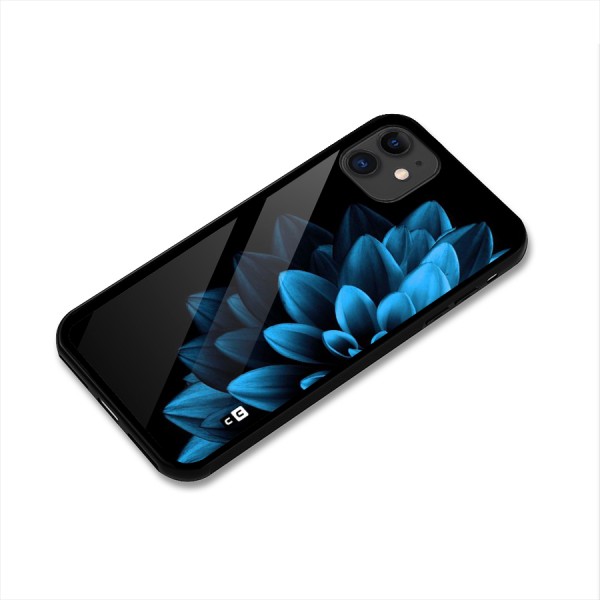 Half Blue Flower Glass Back Case for iPhone 11